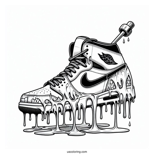 Nike Coloring Page Of Air Jordan Melting Paint