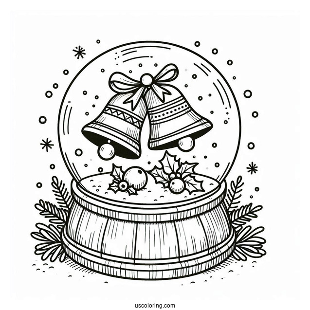 Christmas Bells Snow Globe Coloring Page