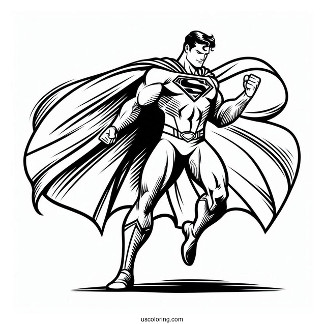 Superman With Cape Coloring Page