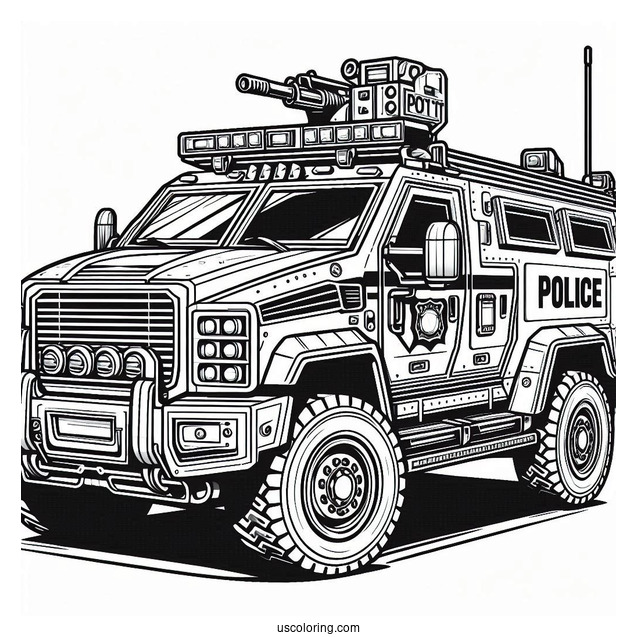 Armored Swat Police Car Coloring Page