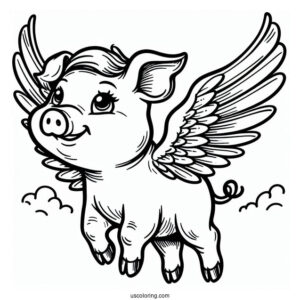 Flying Pig With Wings To Color