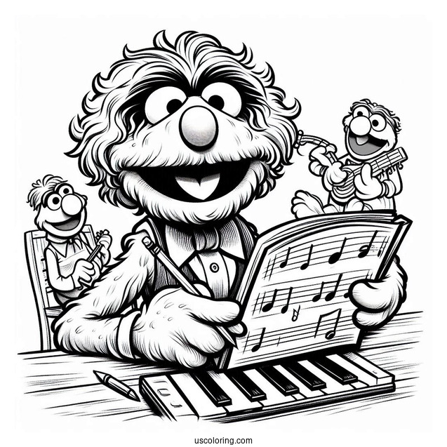 Muppets Coloring Page Of Rowlf The Dog Writing Music For Kids