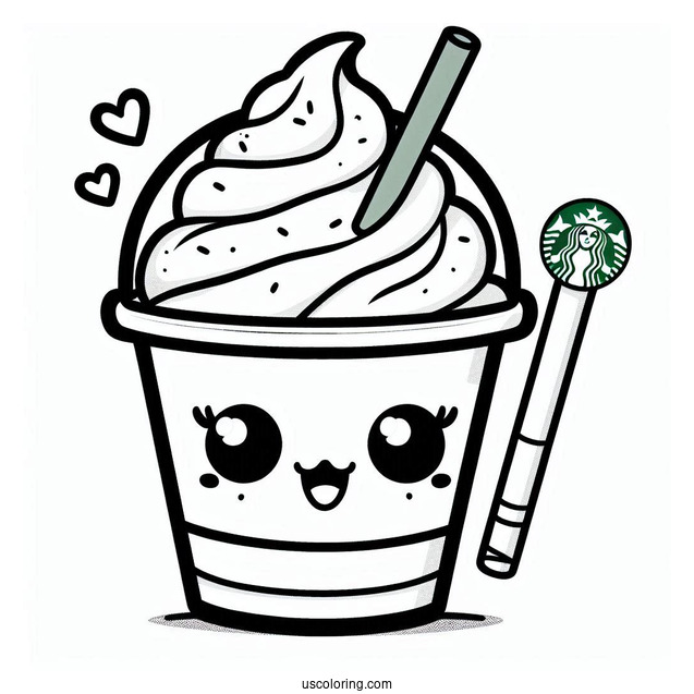 Fun Kawaii Starbucks Frappe Coloring Sheet