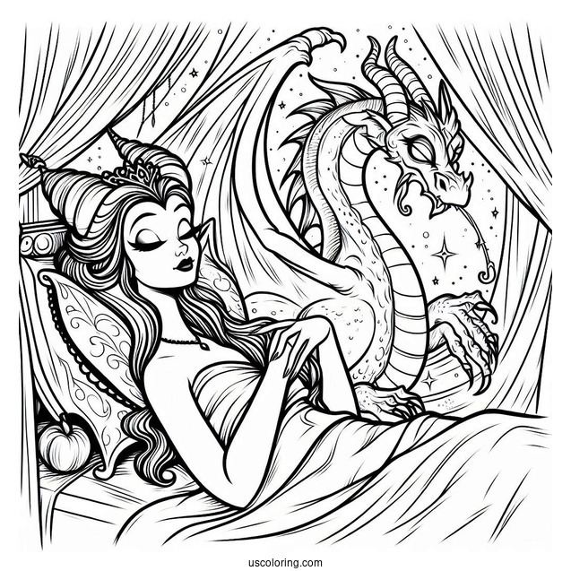 Sleeping Beauty Dragon Maleficent Coloring Page