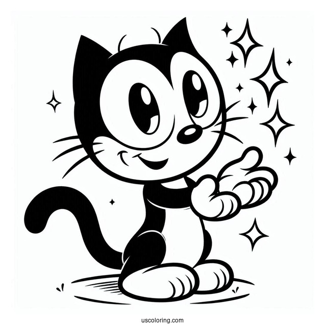 Easy Outline Of Felix The Cat Coloring Sheet