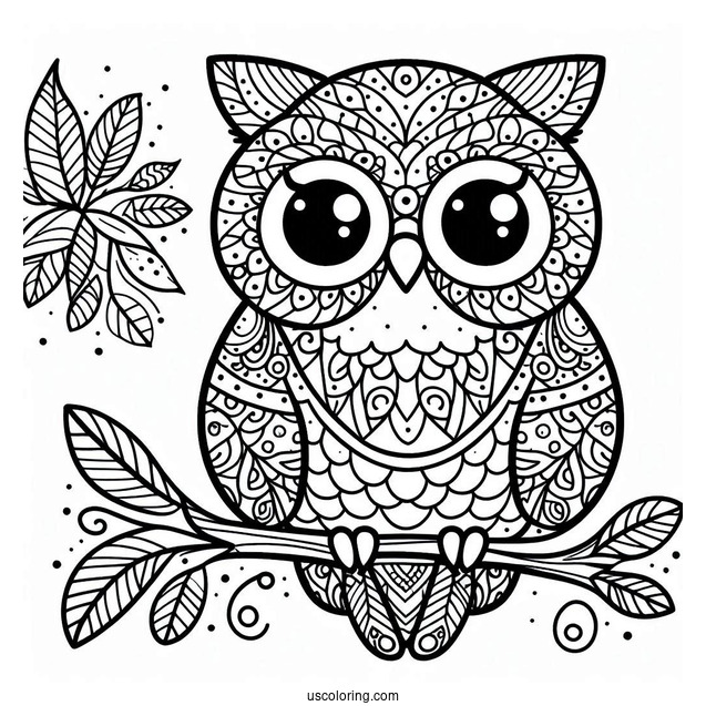 Easy To Color Owl For Kids
