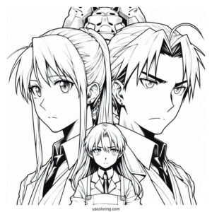 Manga Coloring Page Of Fullmetal Alchemist Edward And Alphonse Elric