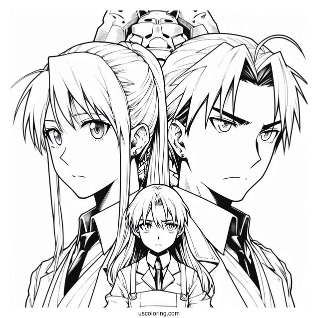 Manga Coloring Page Of Fullmetal Alchemist Edward And Alphonse Elric