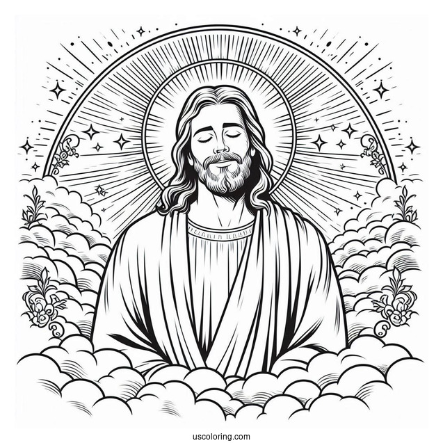 Blessed Jesus In Heaven Coloring In