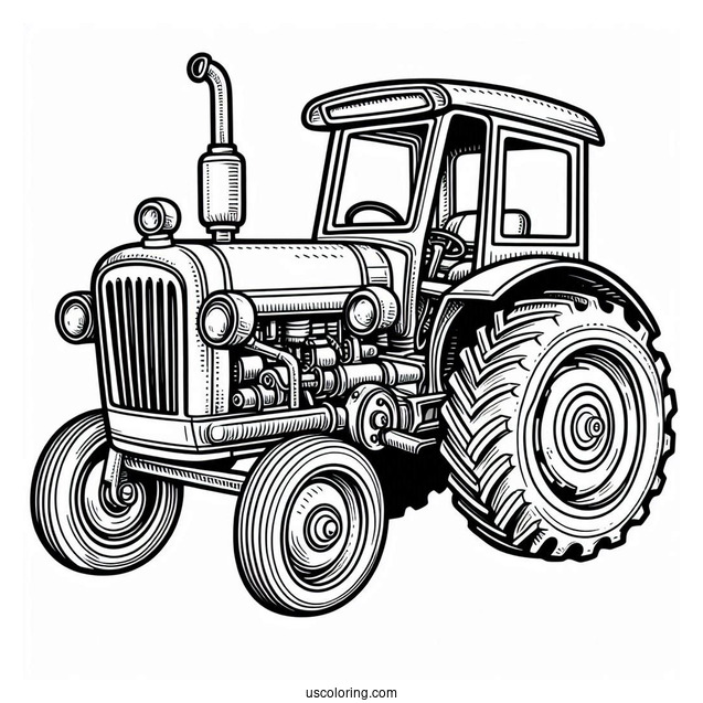 Detailed Farm Tractor To Color