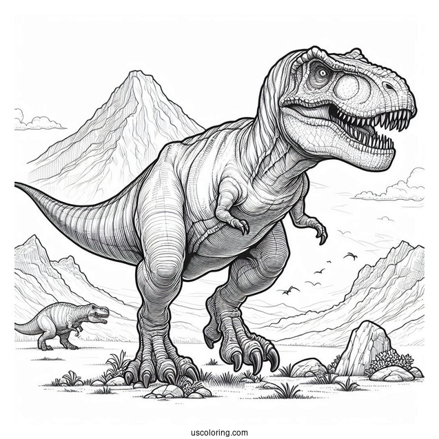 Realistic T-Rex Coloring Page For Kids