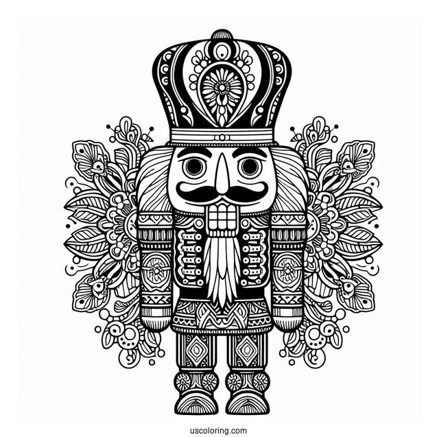 Elaborate Nutcracker Coloring Page Mandala