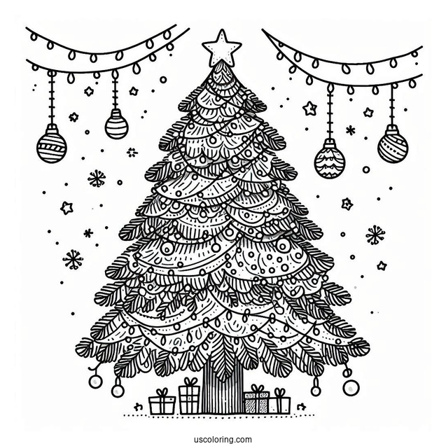 Large Christmas Tree With Lights And Decorations
