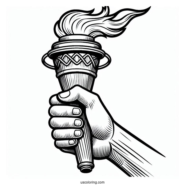 Hand Holding Olympics Coloring Page Of Torch
