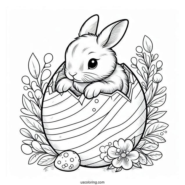 Furry Bunny Hatching From Easter Egg