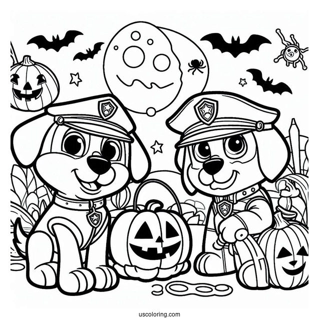 Halloween Themed Paw Patrol Coloring Picture