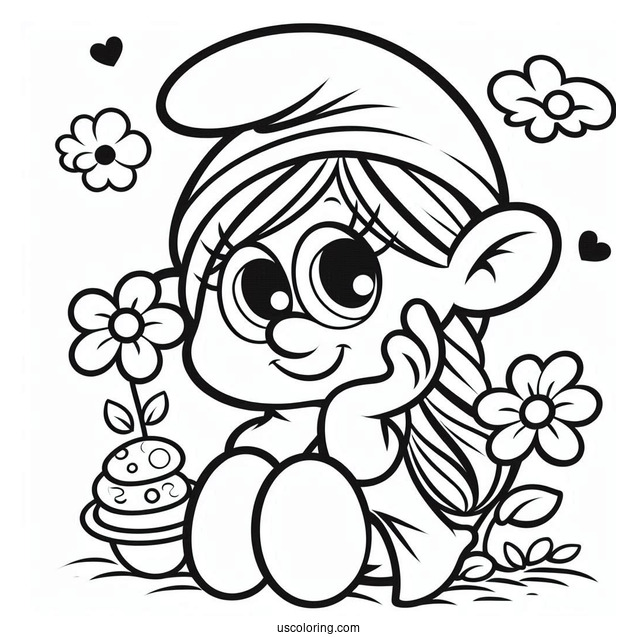 Coloring Sheet Of Cute Sassette Smurfling