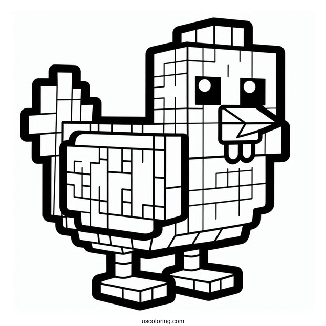 Minecraft Chicken Coloring Sheet