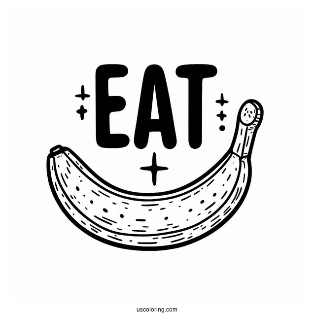 Eat Word Next To A Banana Coloring Page For Kids