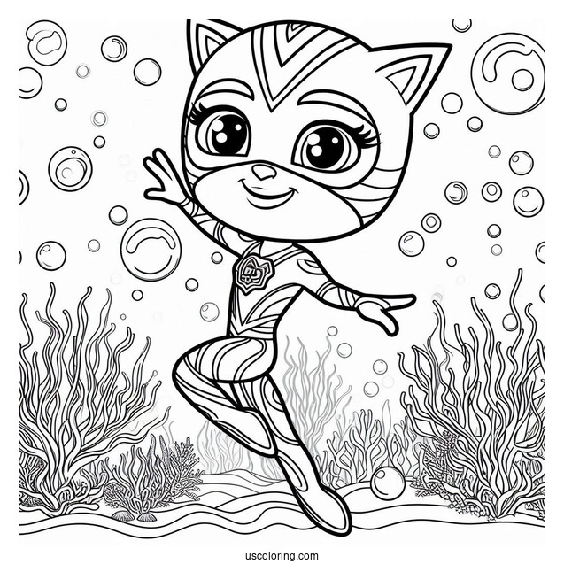 PJ Masks Coloring Page Of Octobella Dancing Underwater