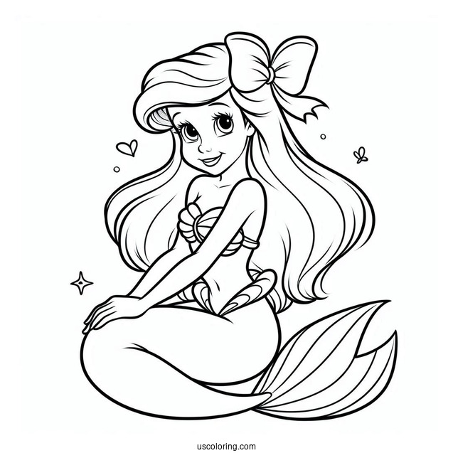 Iconic Little Mermaid Ariel Pose Coloring Page
