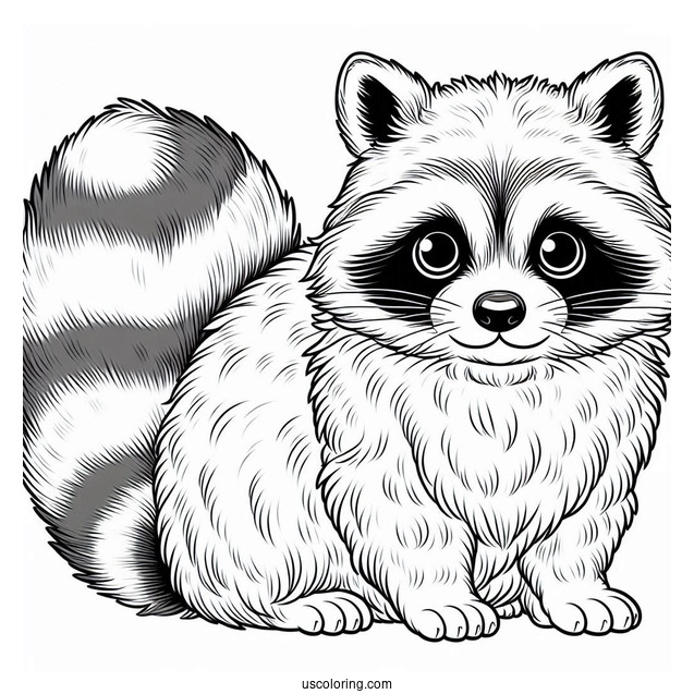 Furry Raccoon Coloring Page For Kids