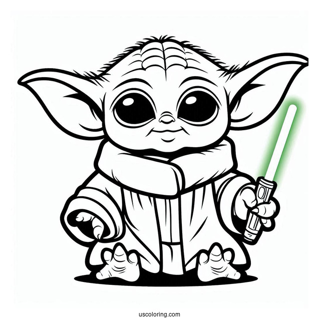Baby Yoda Coloring In For Preschoolers