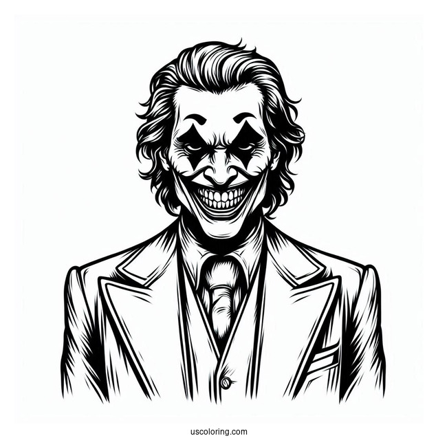 Terrifying Joker Coloring Page Grinning