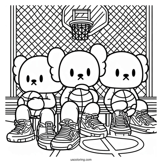 KAWS Coloring Page Companion Sitting In Basketball Court