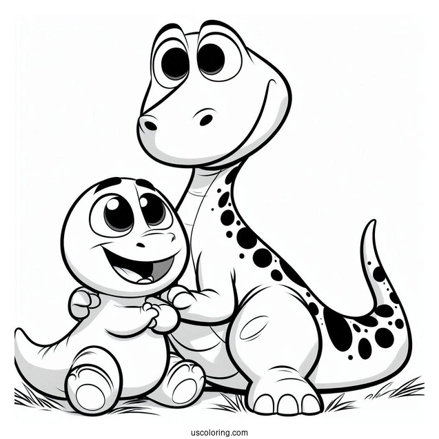 Pixar Coloring Page of Spot And Arlo Of The Good Dinosaur