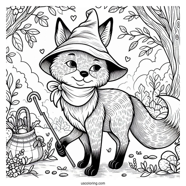 Fox Coloring Page Robin Hood In The Forest