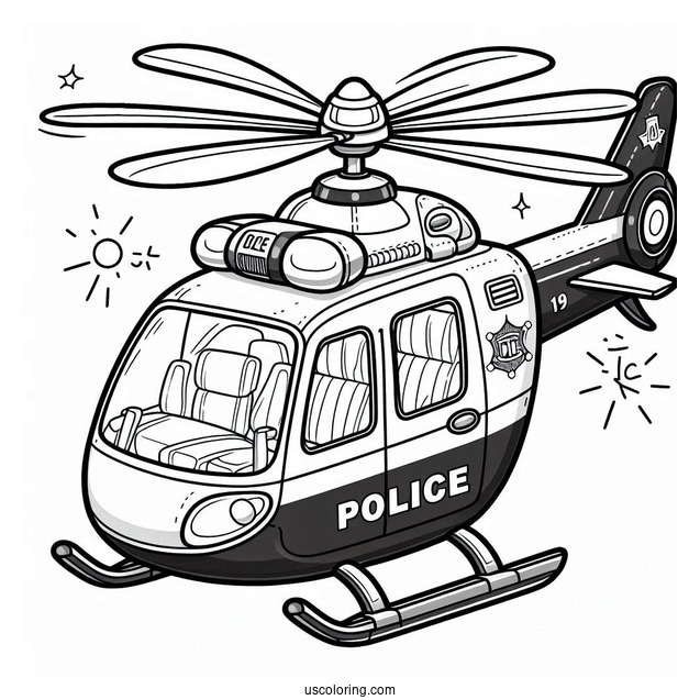 Police Helicopter Coloring Page For Kids