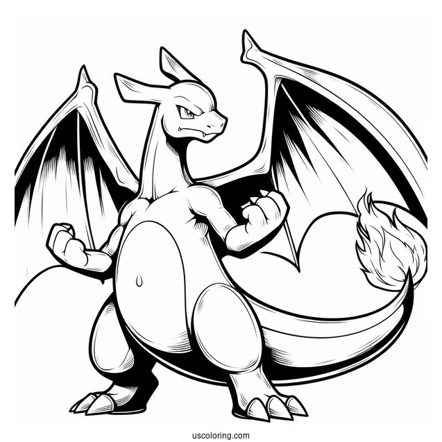 Mega Charizard X Coloring Page