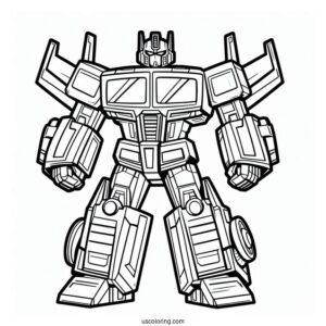 Cute Cartoon Optimus Prime Coloring Page For Preschoolers