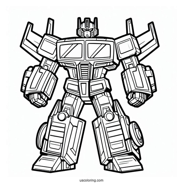 Cute Cartoon Optimus Prime Coloring Page For Preschoolers