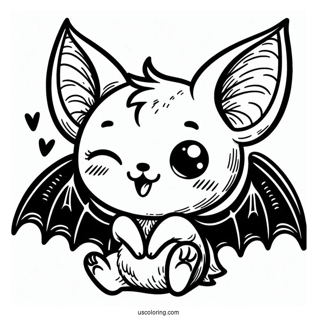 Winking Bat Coloring Page For Kids