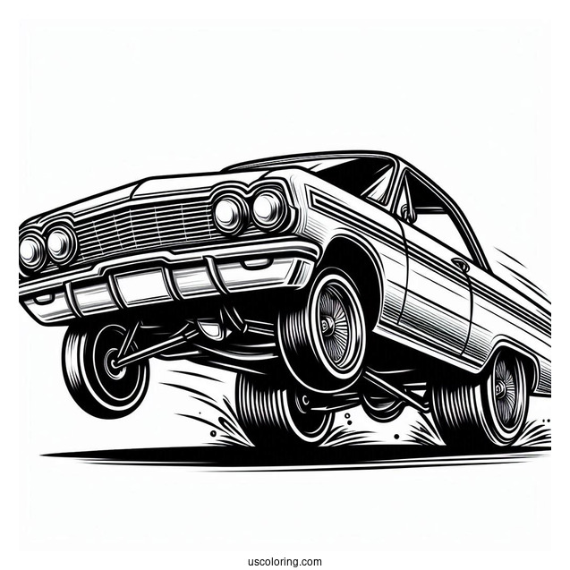 Hopping Impala Lowrider Coloring Page