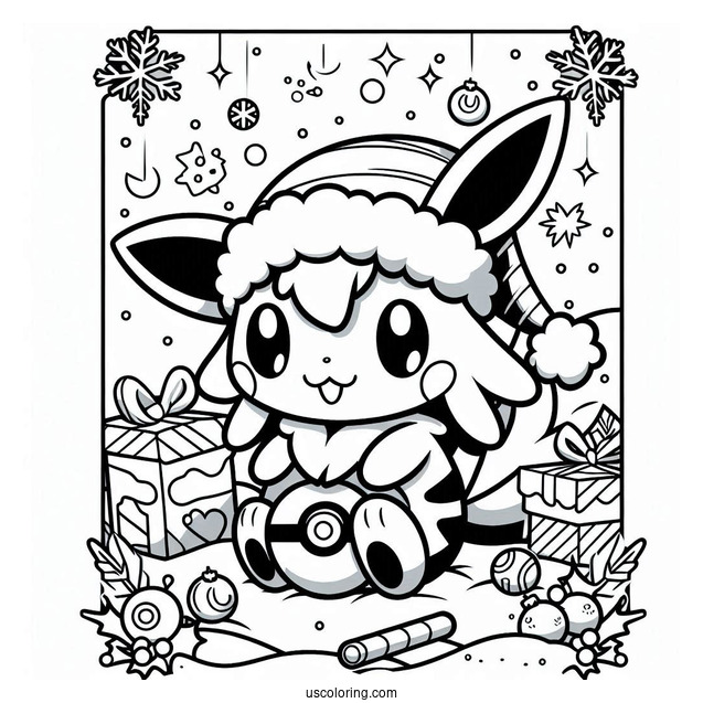Pokemon Christmas Coloring Page V Card