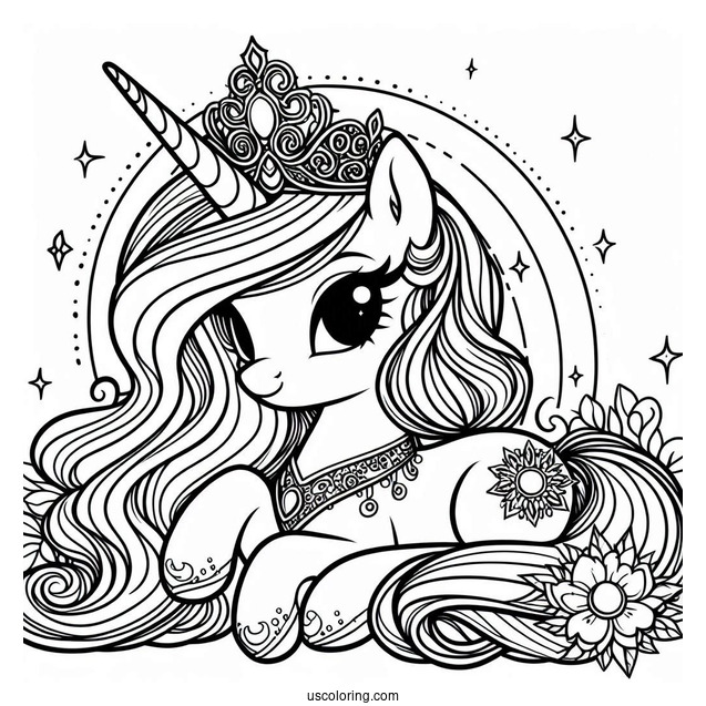 Elegant Princess Celestia Coloring Page With Crown