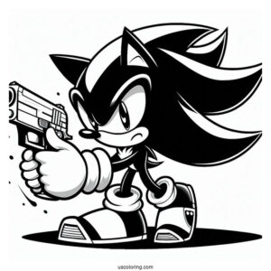 Shadow Coloring Page The Hedgehog With Gun In A Fight