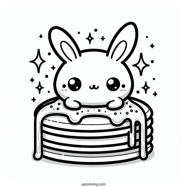 Kawaii Pancake Coloring Page Bunny With Melting Butter