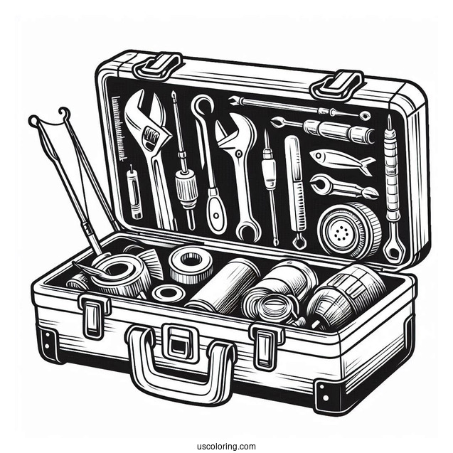 Fishing Coloring Page Of Tool Box