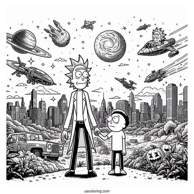 Detailed Rick And Morty TV Poster Coloring Page