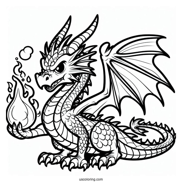 Angry Cartoon Dragon Coloring Page