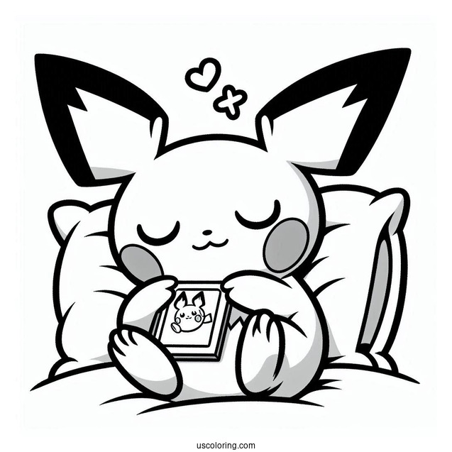 Pichu Coloring Page Sweet Sleeping Face Pokemon Card