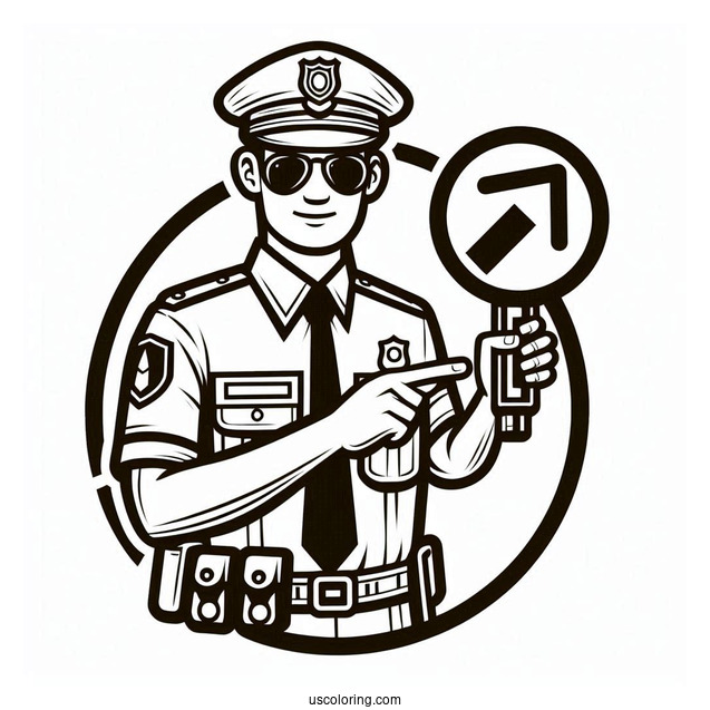Traffic Control Police Officer To Color