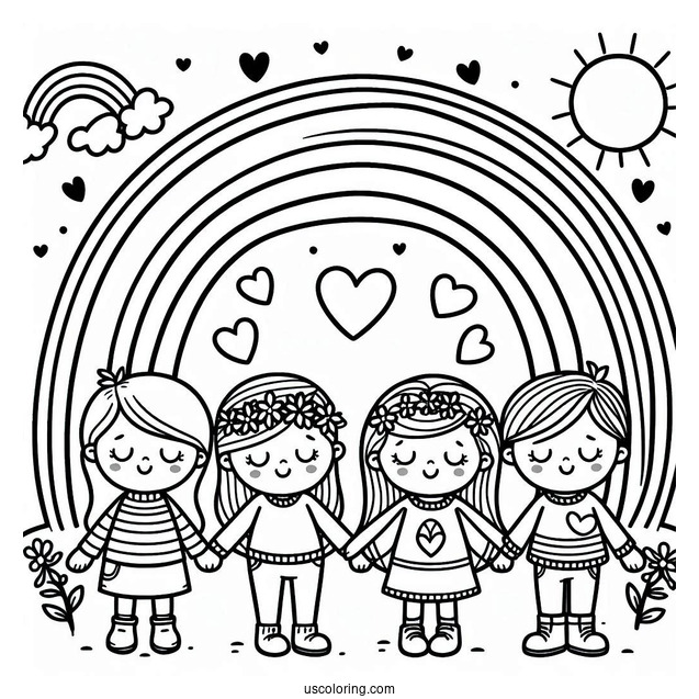Easy Rainbow Friends Coloring Page Red, Green, Yellow, And Purple