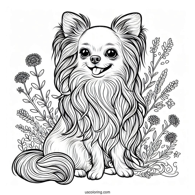 Long Hair Chihuahua Coloring Page Smiling For Kids