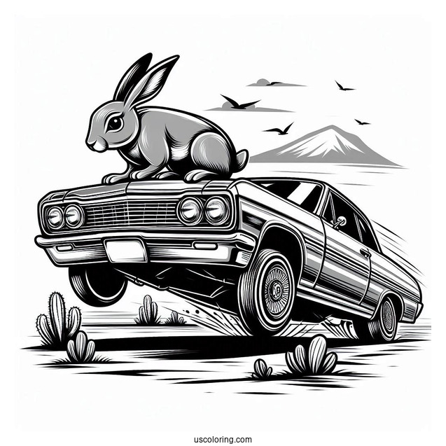 Hopping Impala Lowrider Coloring Page