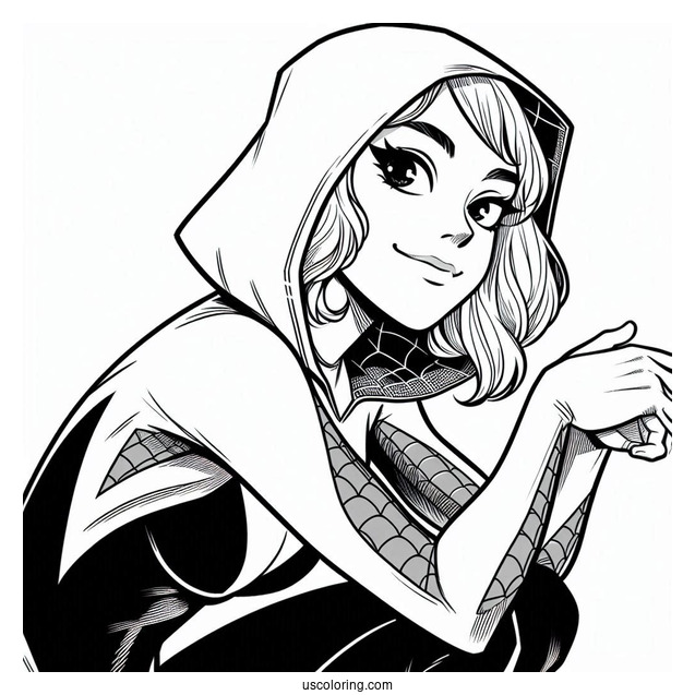 Easy Spider Gwen Coloring Page For Kids